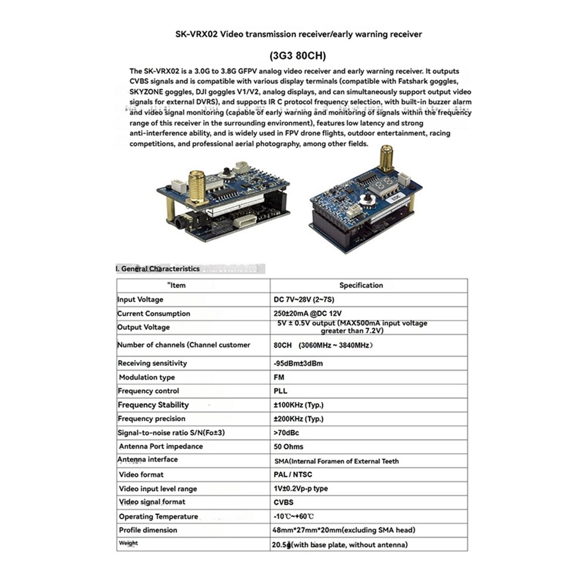 Drone Rc Signal - DT593 STOCK-1.2G/1.3G/1.7G/2.2G 80CH VRX FPV Odbiornik