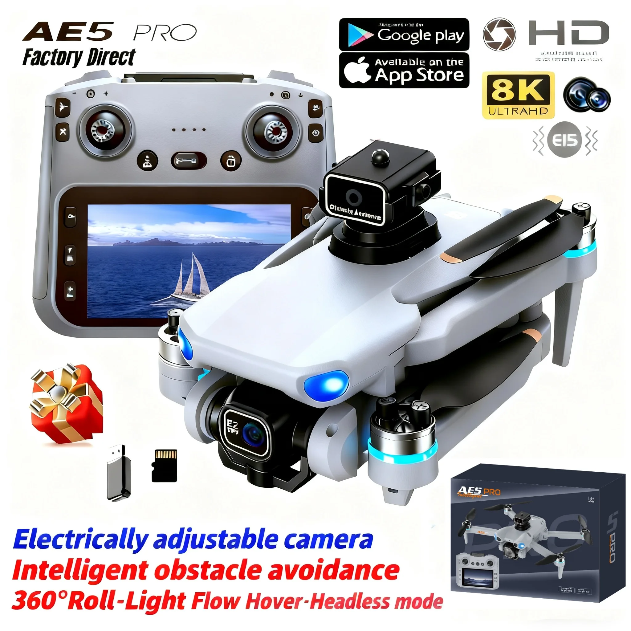 Drone Pro Rc Ufo - Dron AE5 Pro 8K HD, ekran